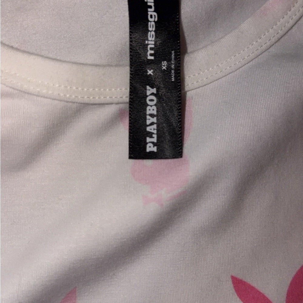PLAYBOY White and Pink Bunny Print Pajama Set - Picture 4 of 4